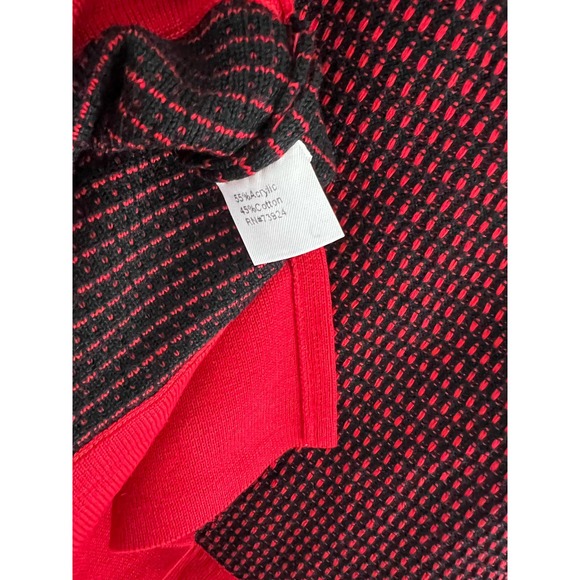 Ming Red Black top Zipper Sweater V-Neck Long Sleeves Color Block XXS - Picture 7 of 7